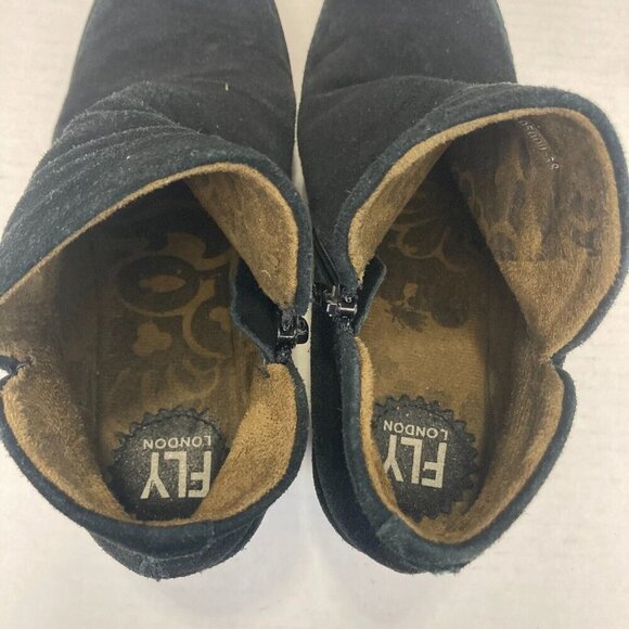 Fly London Wedge Ankle Bootie Womens EU Size 38 / US 7.5 / 8 Black Suede Leather - Picture 12 of 16